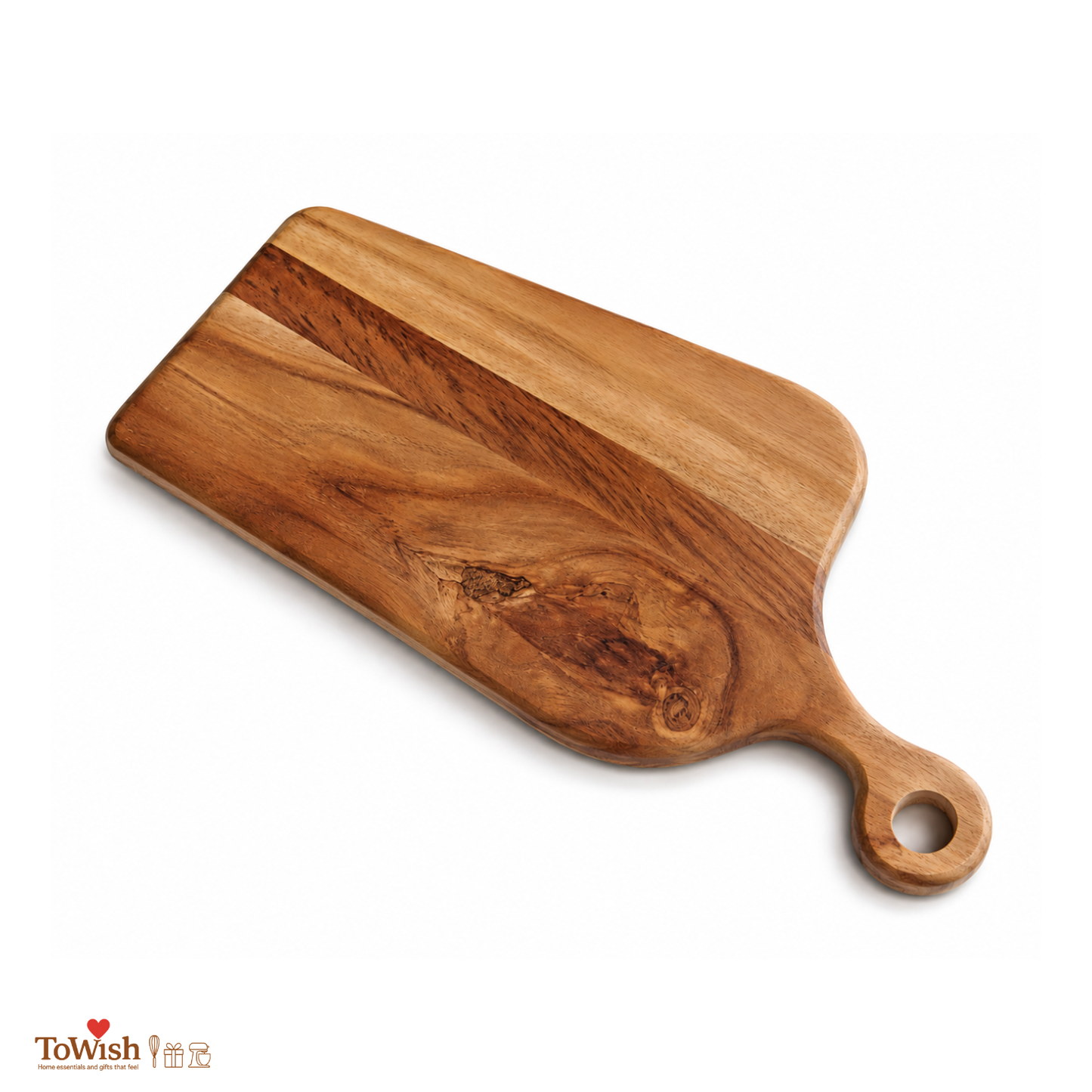 Premium Acacia Wood Paddle Chopping Board with Handle
