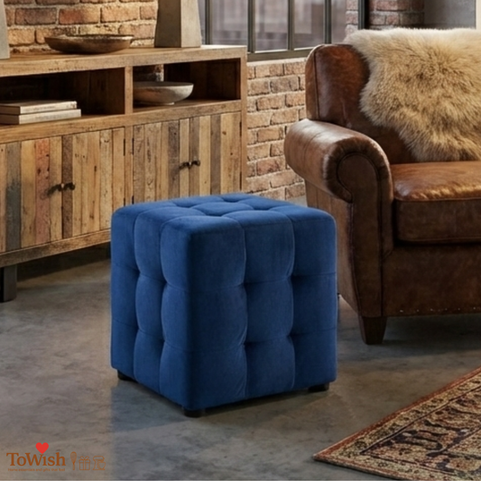 Ottoman Stool for Living Room | Cushioned Square Pouffe (16L, 16W, 16H inches) - Premium Quality