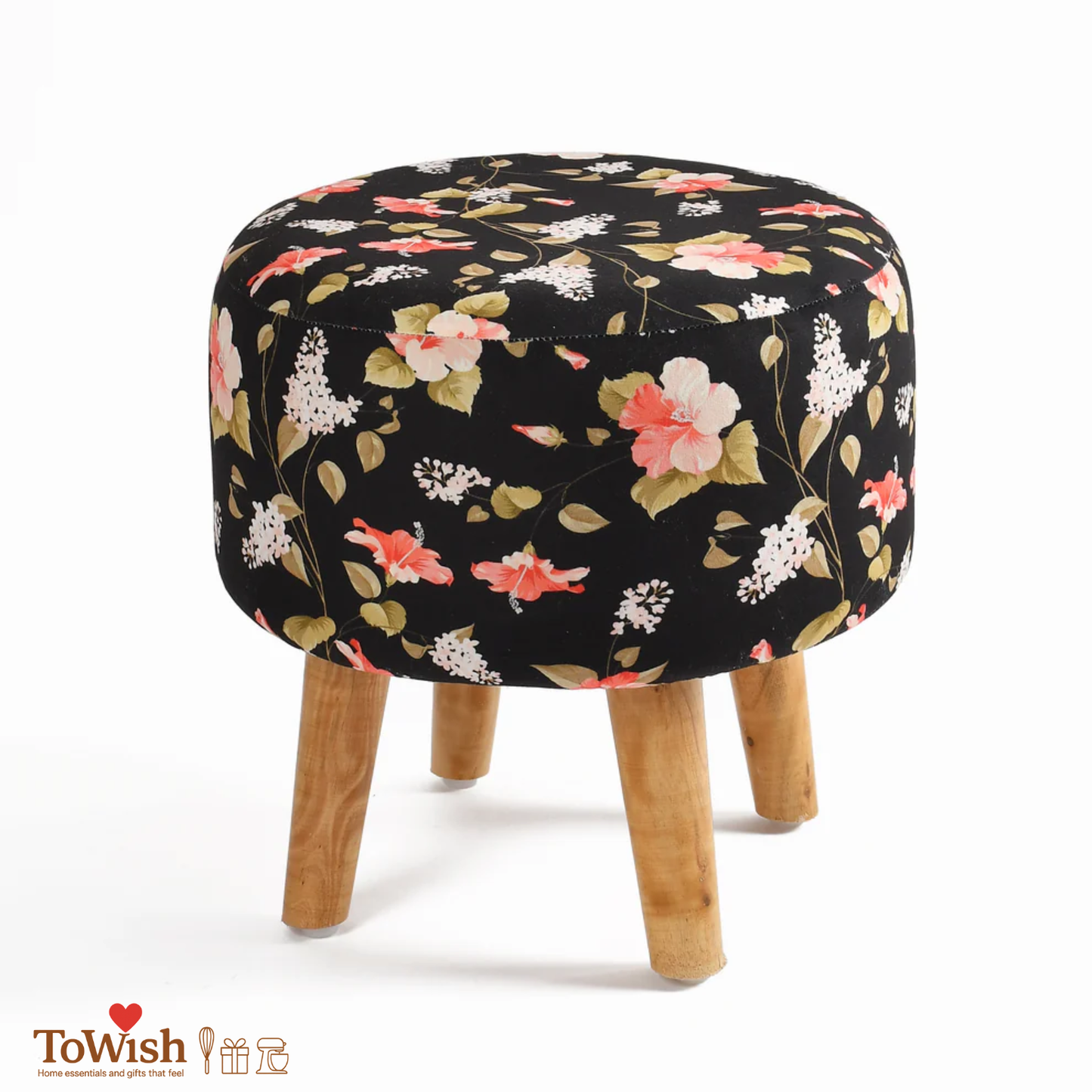 Warli Ottoman Stool - Printed (Height-16" Inch x Diameter-16" Inch), Premium Quality
