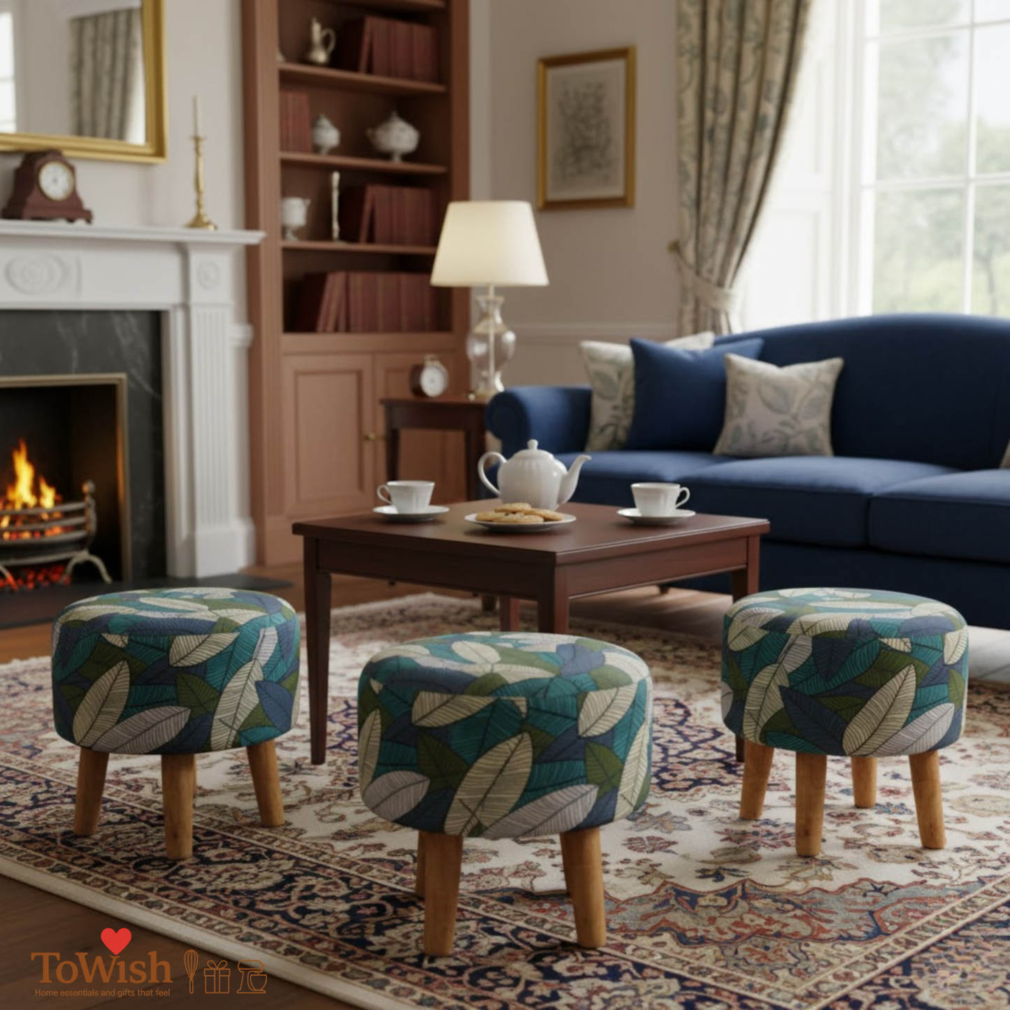 Warli Ottoman Stool - Printed (Height-16" Inch x Diameter-16" Inch), Premium Quality