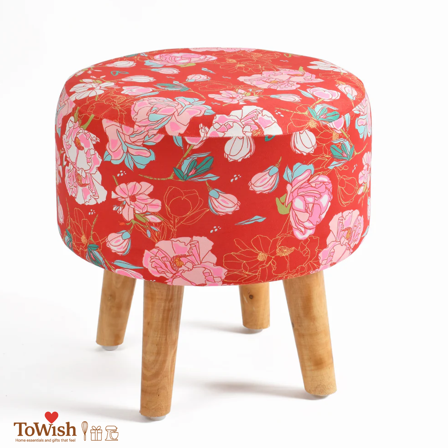 Warli Ottoman Stool - Set of 2 (Height-16" Inch x Diameter-16" Inch), Premium Quality