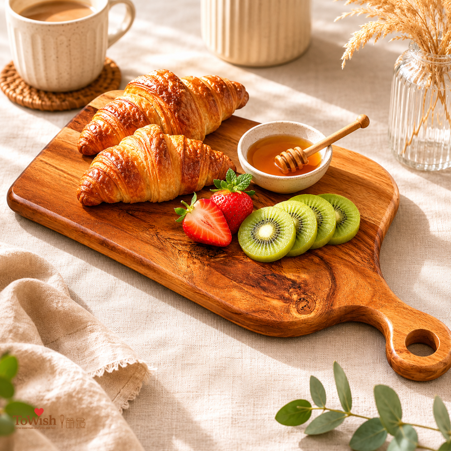 Premium Acacia Wood Paddle Chopping Board with Handle