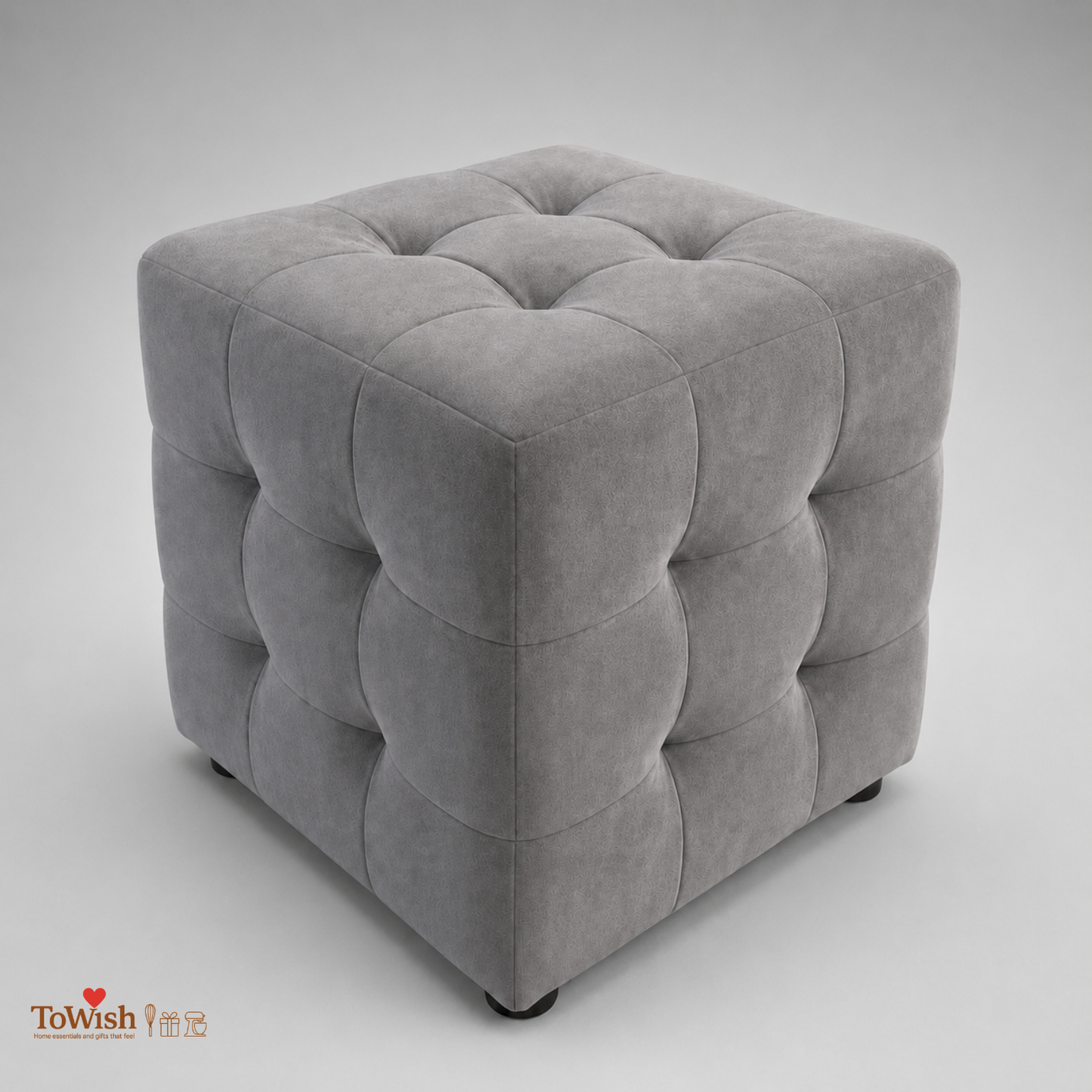 Charcoal Luxe Ottoman Stool - Premium Imported Holland Fabric