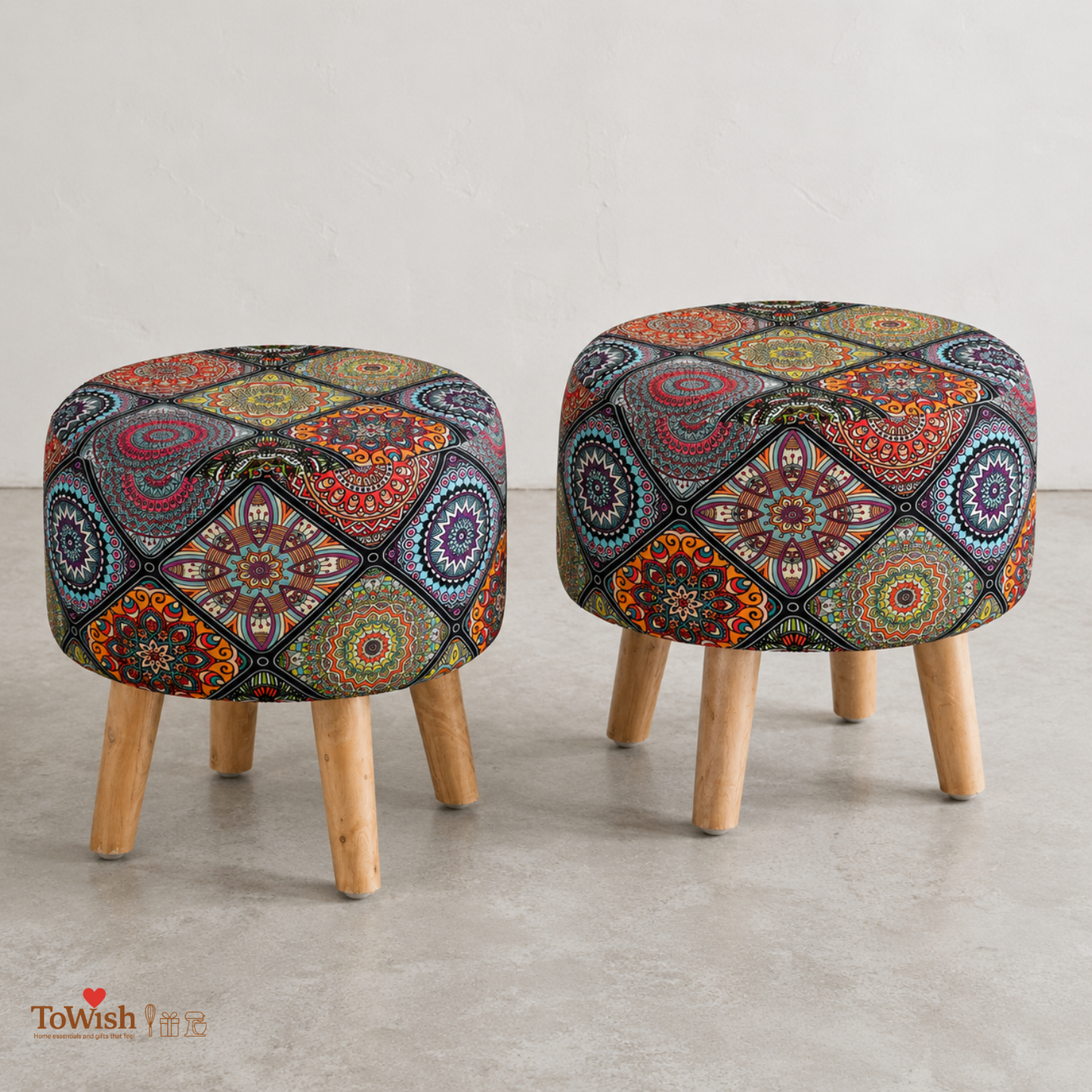 Rangoli Chakra Hand Crafted Premium Warli Ottoman