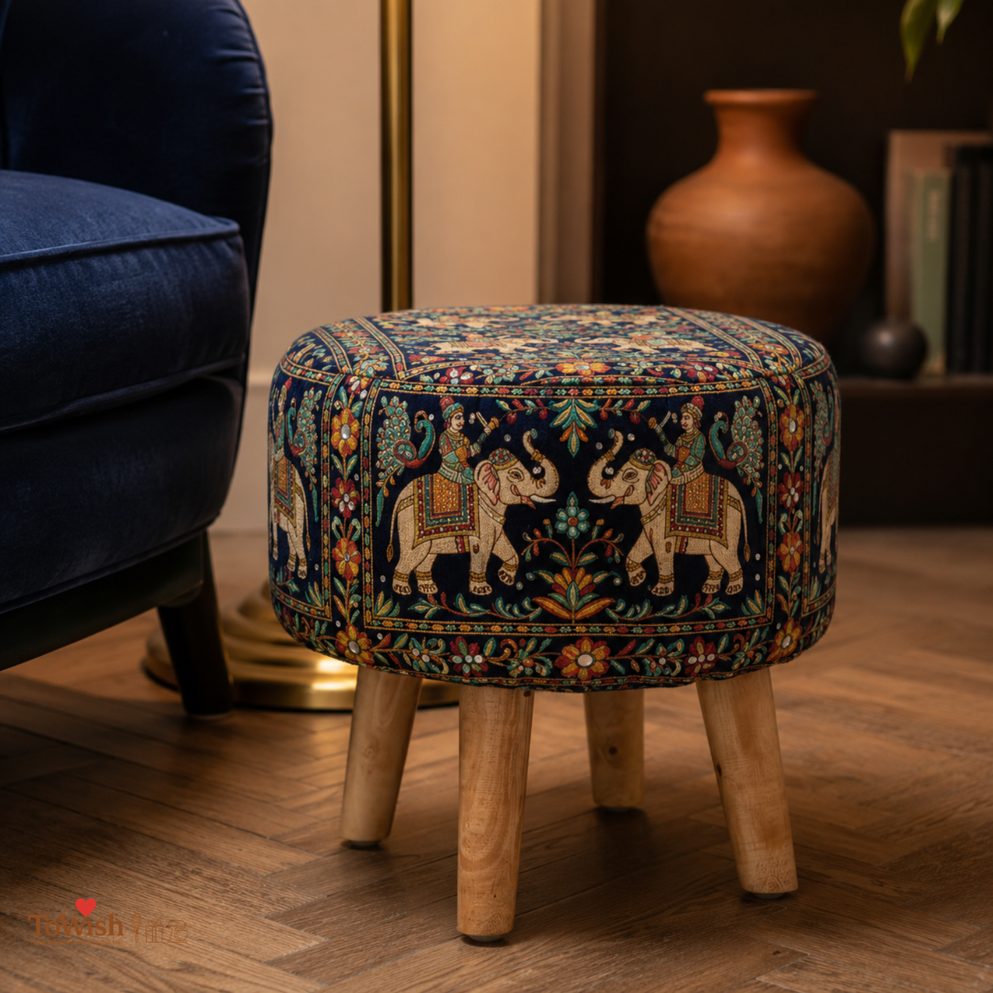 Mewar Heritage Ottoman - Limited Edition, Handcrafted with Premium Print