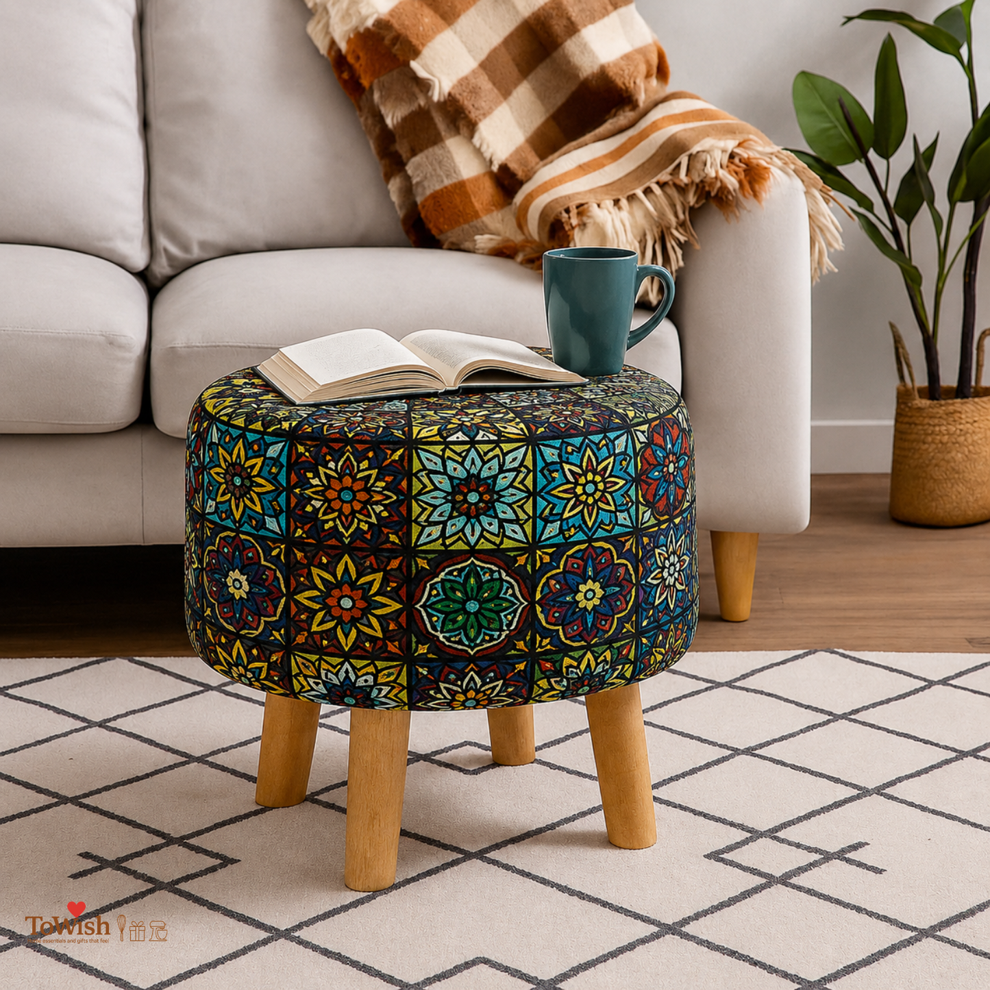 Bohemian Mandala Ottoman — Limited Edition Handcrafted with Premium Print