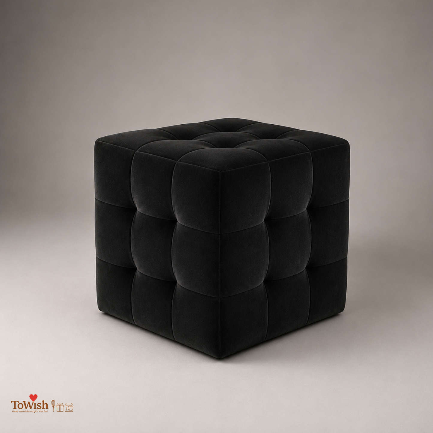 Charcoal Luxe Ottoman Stool - Premium Imported Holland Fabric