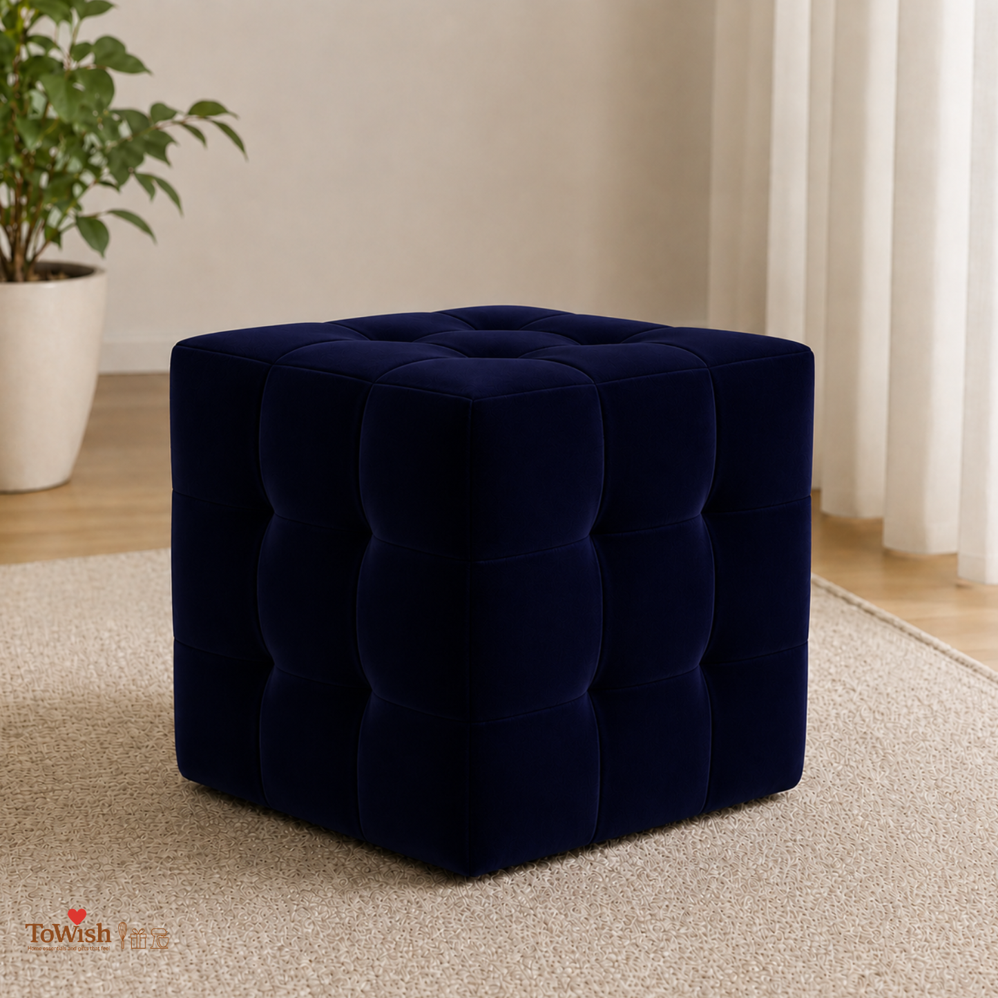 Azure Luxe Pouffe - Premium Imported Holland Fabric
