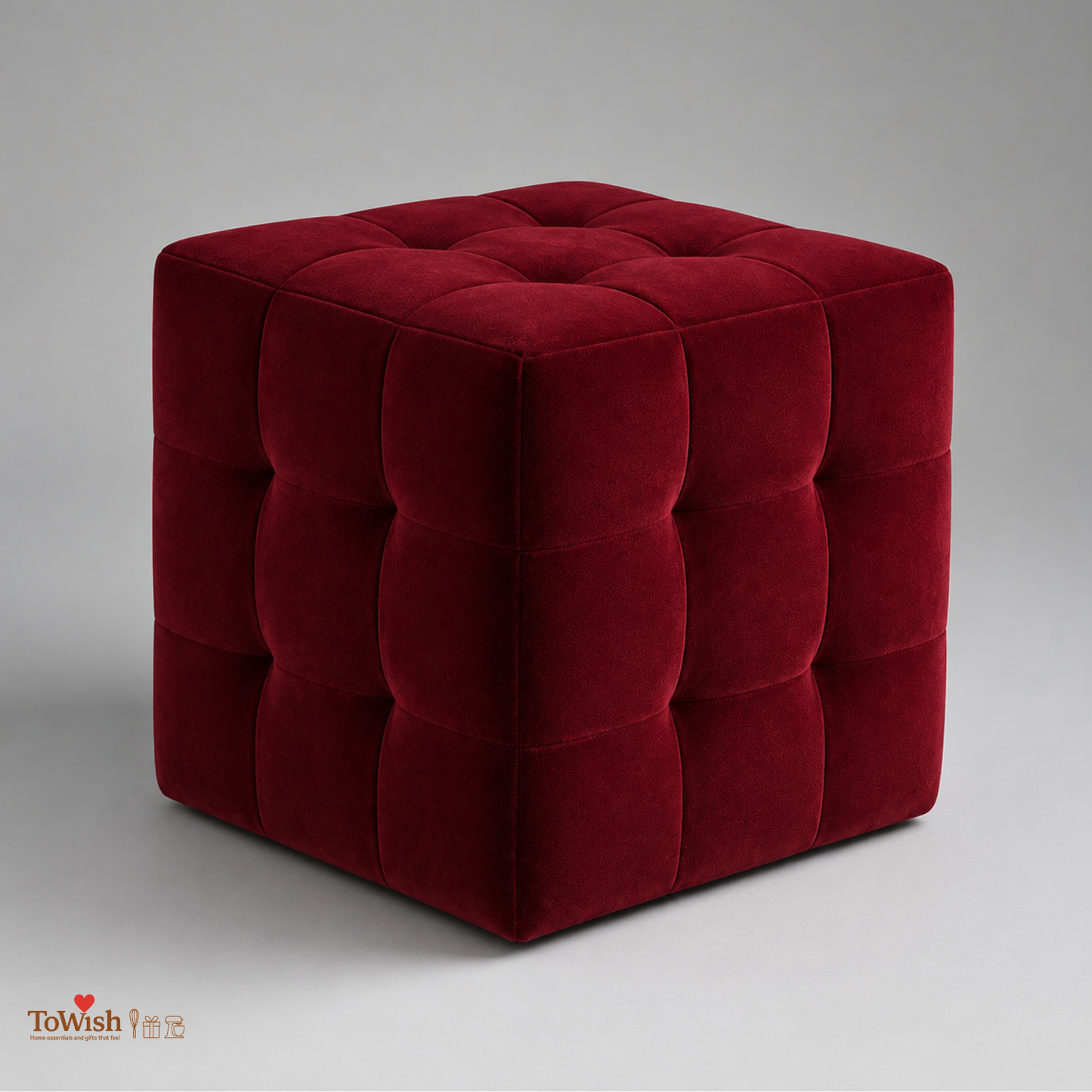Ruby Luxe Ottoman Stool - Premium Imported Holland Fabric