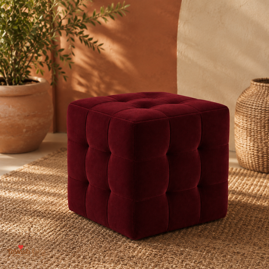 Ruby Luxe Ottoman Stool - Premium Imported Holland Fabric