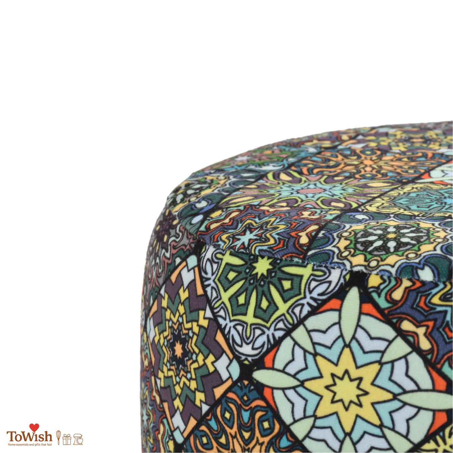 Warli Ottoman Stool - Printed (Height-16" Inch x Diameter-16" Inch), Premium Quality
