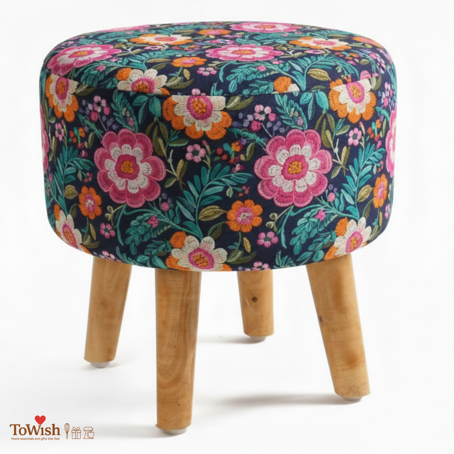 Kashmir Bloom Ottoman - Limited Edition, Handcrafted with Premium Print