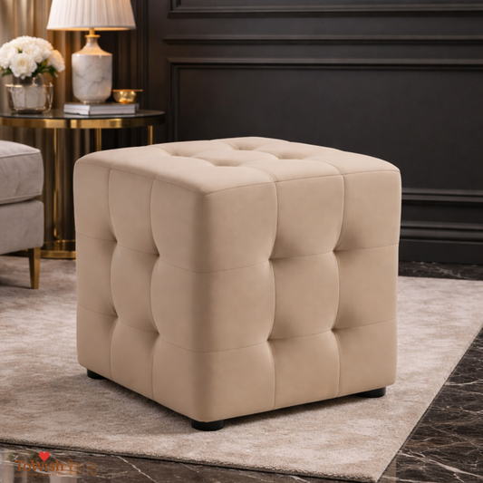 Ottoman Stool for Living Room,Cushioned Square Pouffe (16L, 16W, 16H inches) - Premium Quality