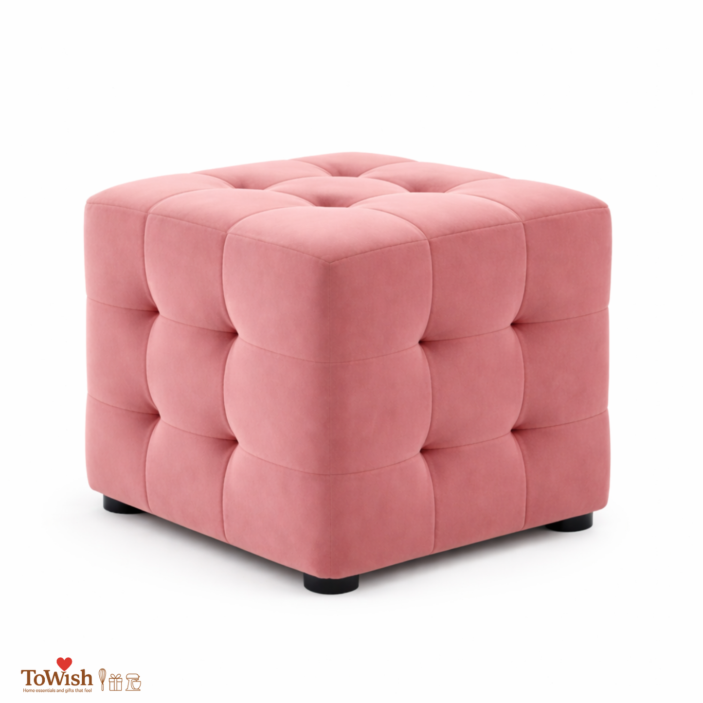 Ottoman Stool for Living Room,Cushioned Square Pouffe (16L, 16W, 16H inches) - Premium Quality