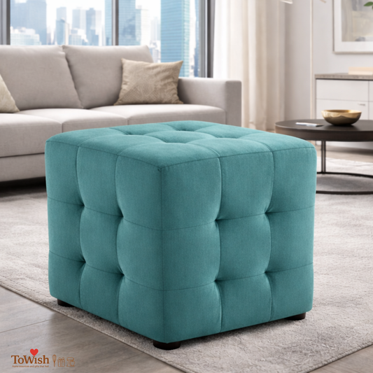 Ottoman Stool for Living Room,Cushioned Square Pouffe (16L, 16W, 16H inches) - Premium Quality