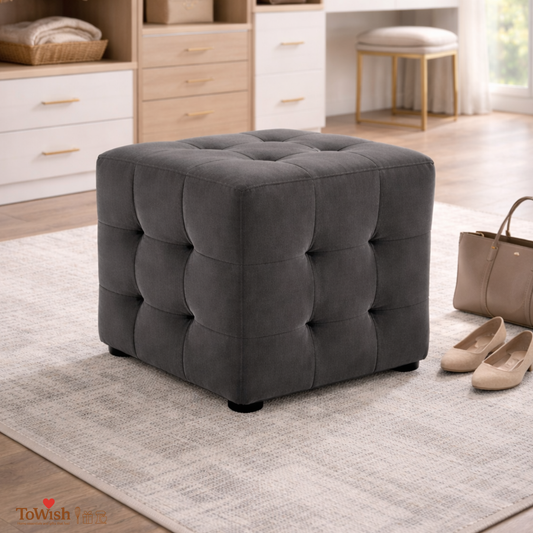 Ottoman Stool for Living Room,Cushioned Square Pouffe (16L, 16W, 16H inches) - Premium Quality