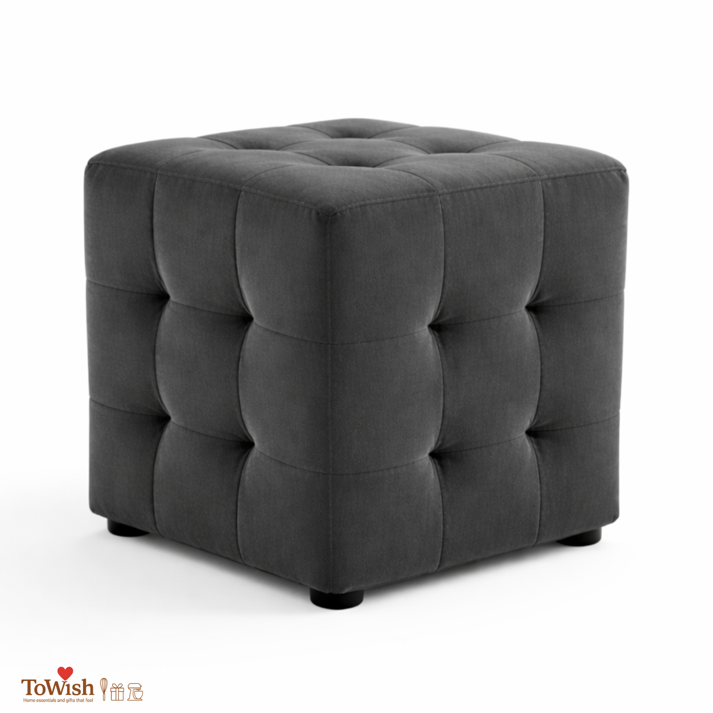 Ottoman Stool for Living Room,Cushioned Square Pouffe (16L, 16W, 16H inches) - Premium Quality