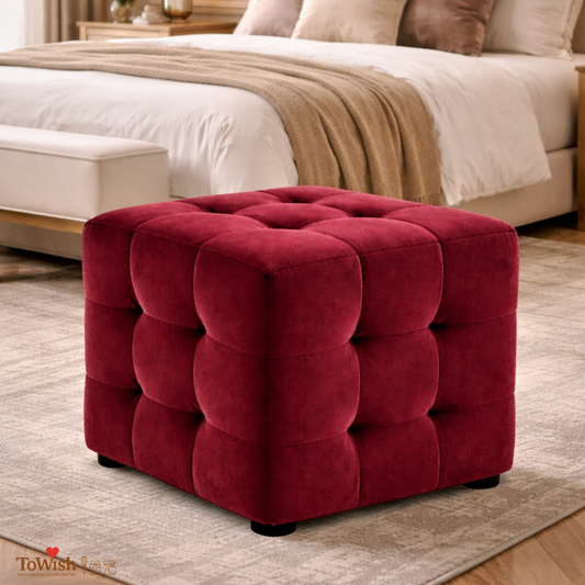 Ottoman Stool for Living Room,Cushioned Square Pouffe (16L, 16W, 16H inches) - Premium Quality