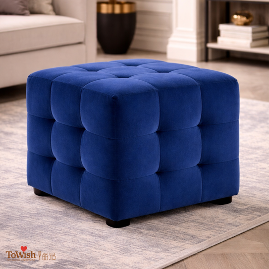 Ottoman Stool for Living Room | Cushioned Square Pouffe (16L, 16W, 16H inches) - Premium Quality