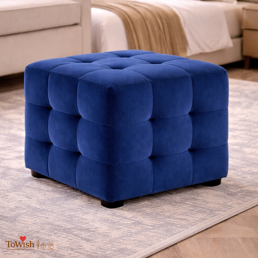 Ottoman Stool for Living Room | Cushioned Square Pouffe (16L, 16W, 16H inches) - Premium Quality