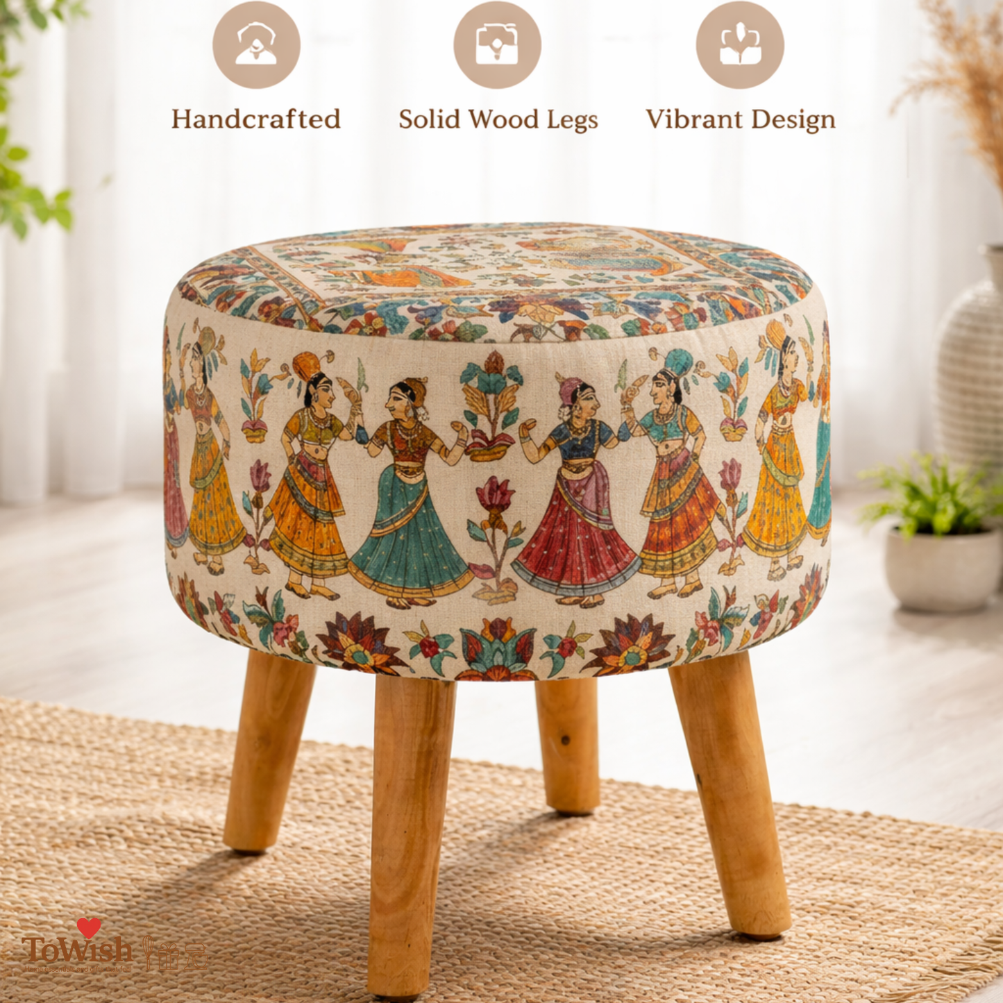 Ghoomar Ottoman - Limited Edition, Handcrafted with Premium Print