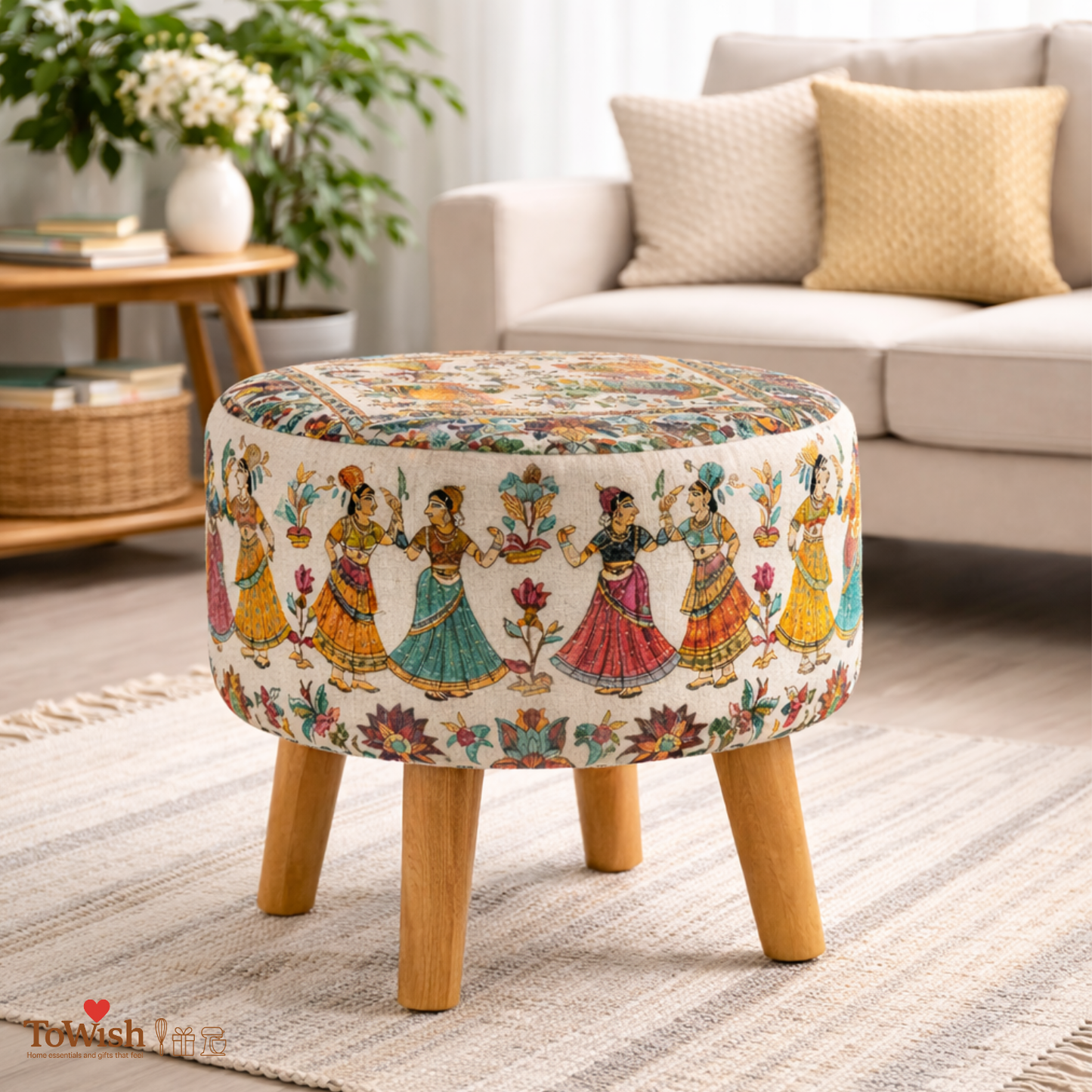 Ghoomar Ottoman - Limited Edition, Handcrafted with Premium Print