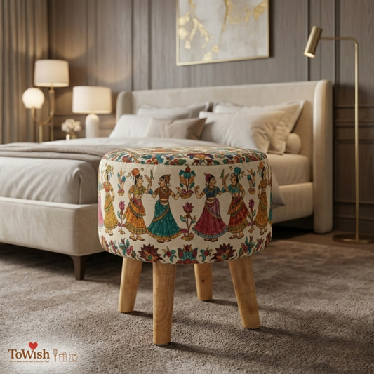Ghoomar Ottoman - Limited Edition, Handcrafted with Premium Print