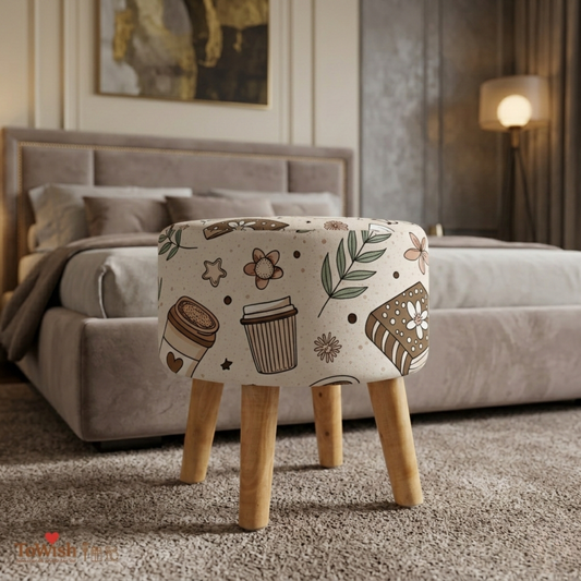 Limited Edition Designer Ottoman – Handcrafted with Premium Print (17” Height × 16” Diameter)