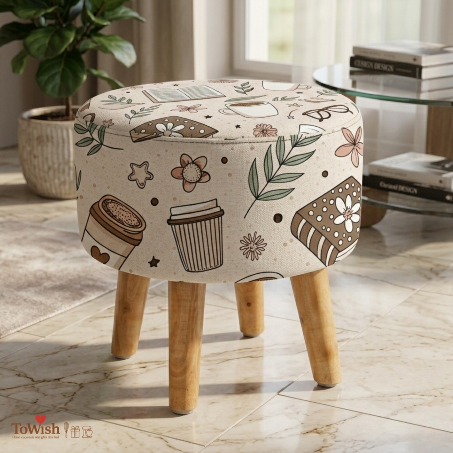Books & Brew Ottoman — Limited Edition Handcrafted with Premium Print