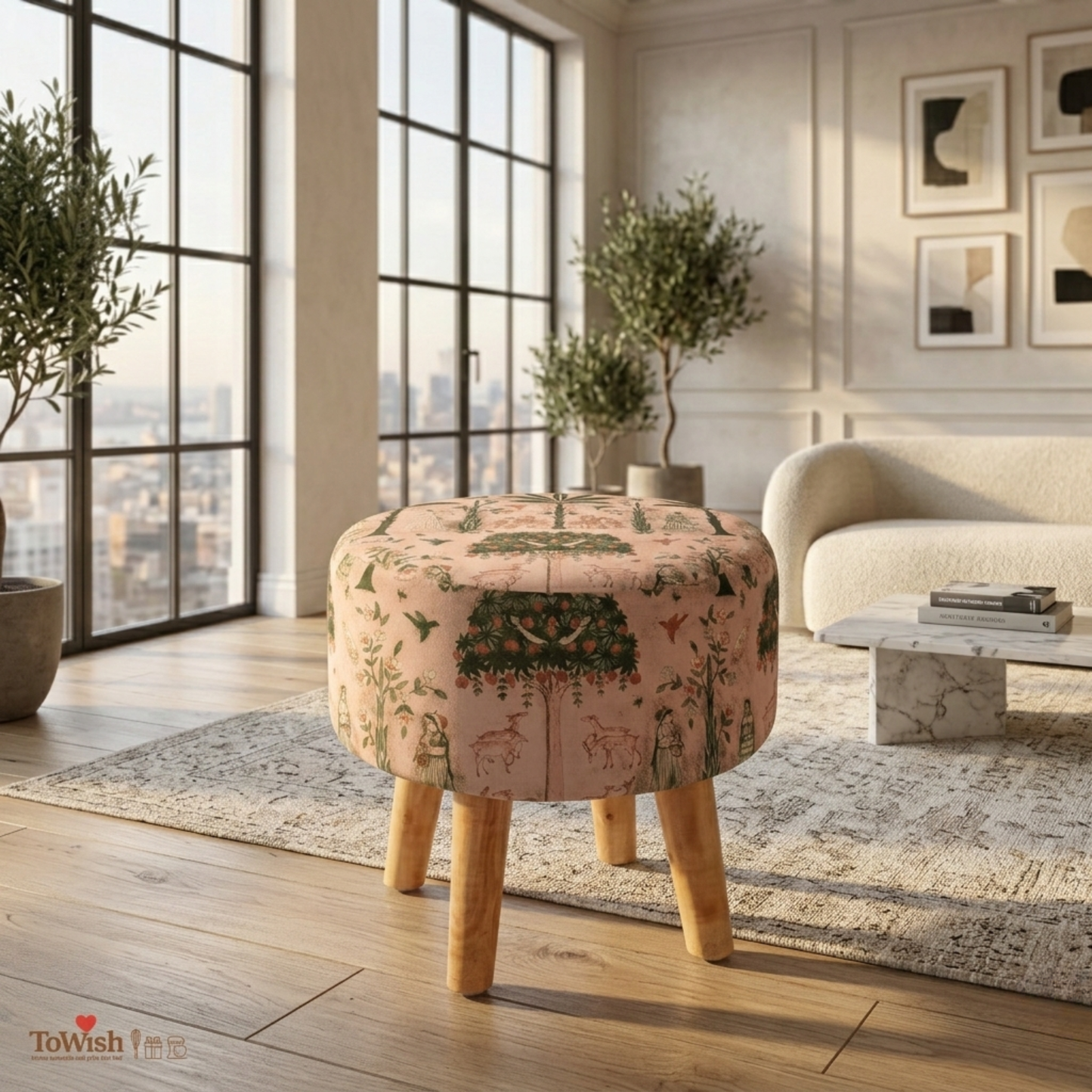 Sage Garden Ottoman - Limited Edition Handcrafted Premium