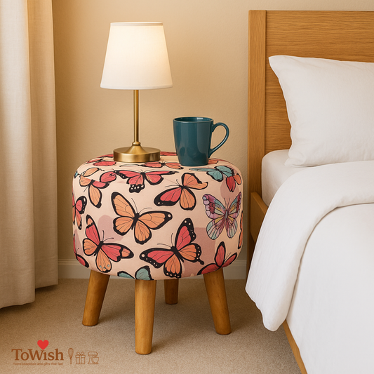 Warli Ottoman Stool - Printed (Height-17" Inch x Diameter-16" Inch), Premium Quality