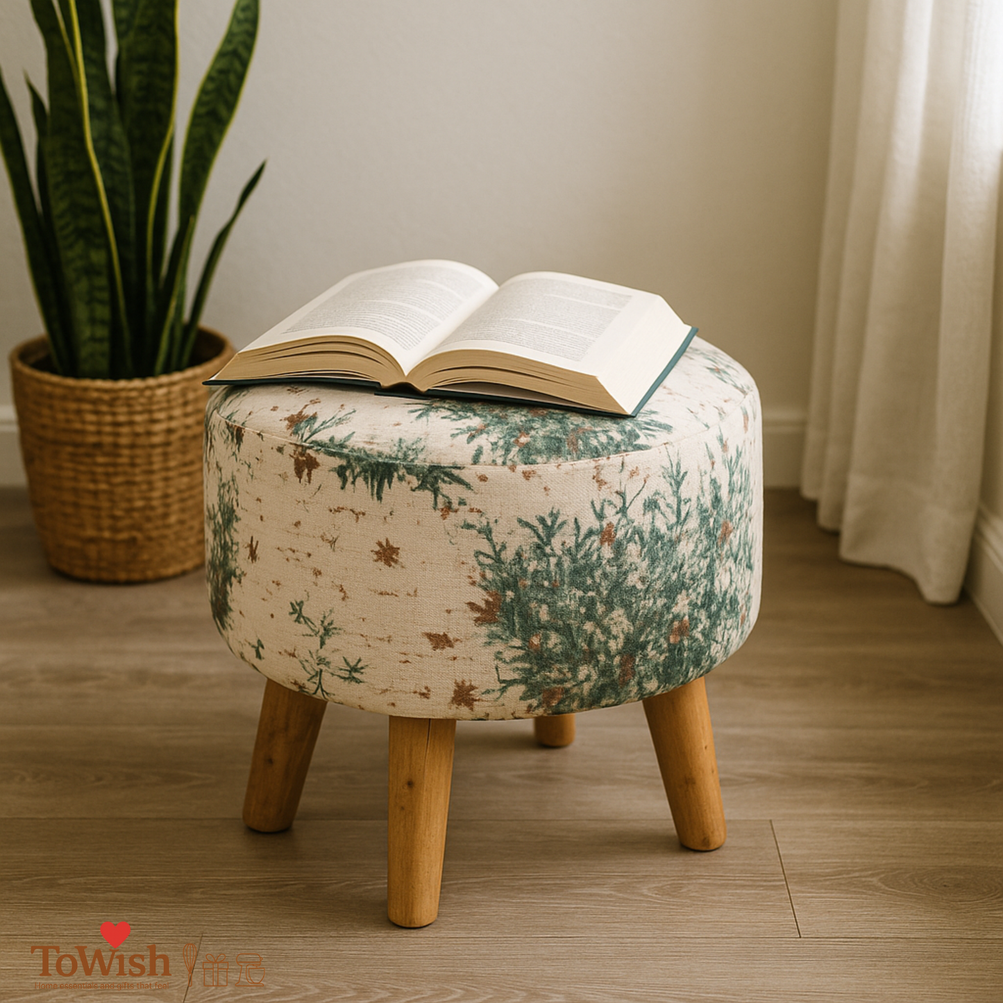 Warli Ottoman Stool - Printed (Height-17" Inch x Diameter-16" Inch), Premium Quality