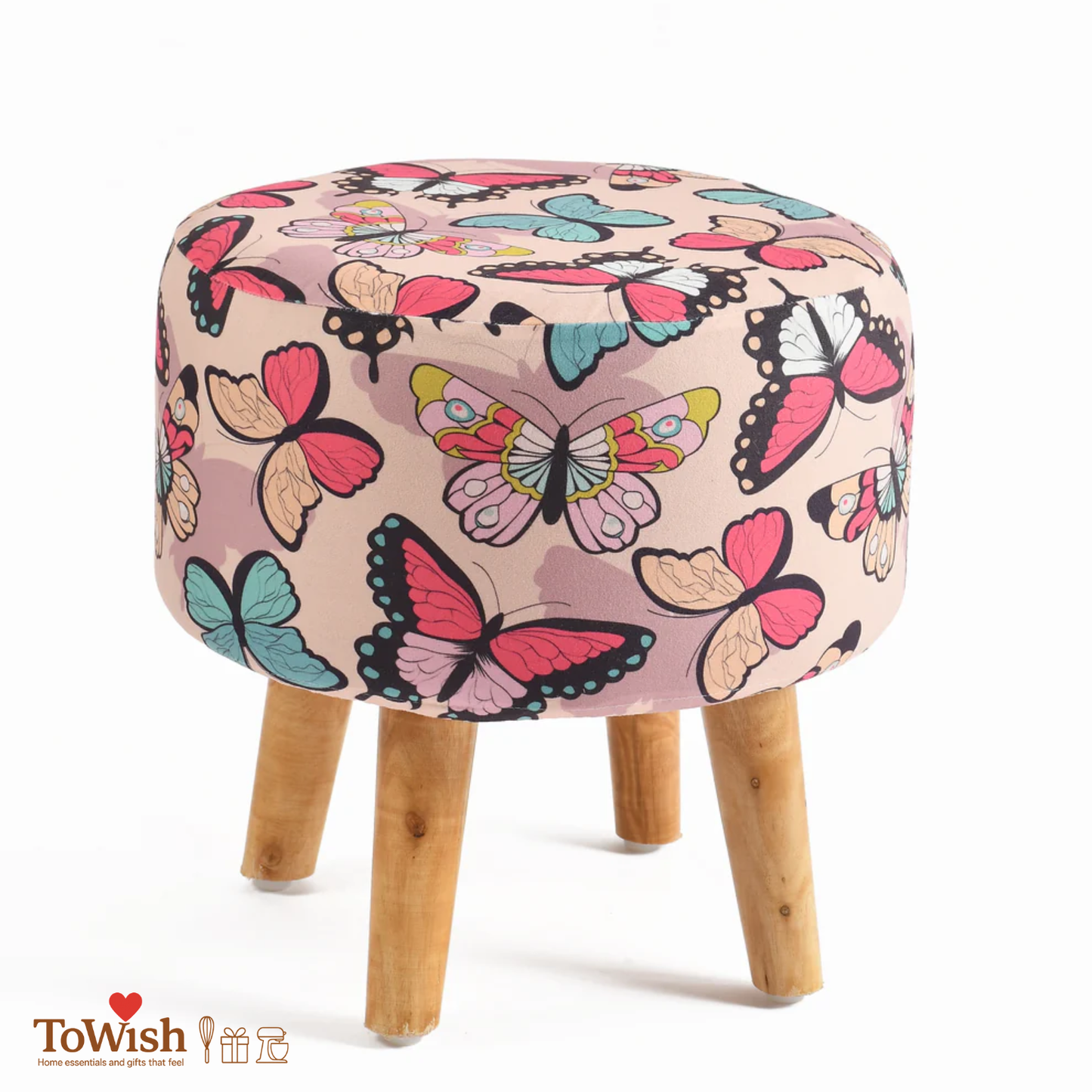 Warli Ottoman Stool - Set of 2 (Height-16" Inch x Diameter-16" Inch), Premium Quality