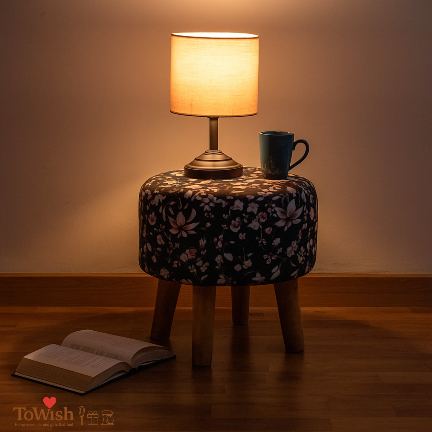 Warli Ottoman Stool - Printed (Height-16" Inch x Diameter-16" Inch), Premium Quality