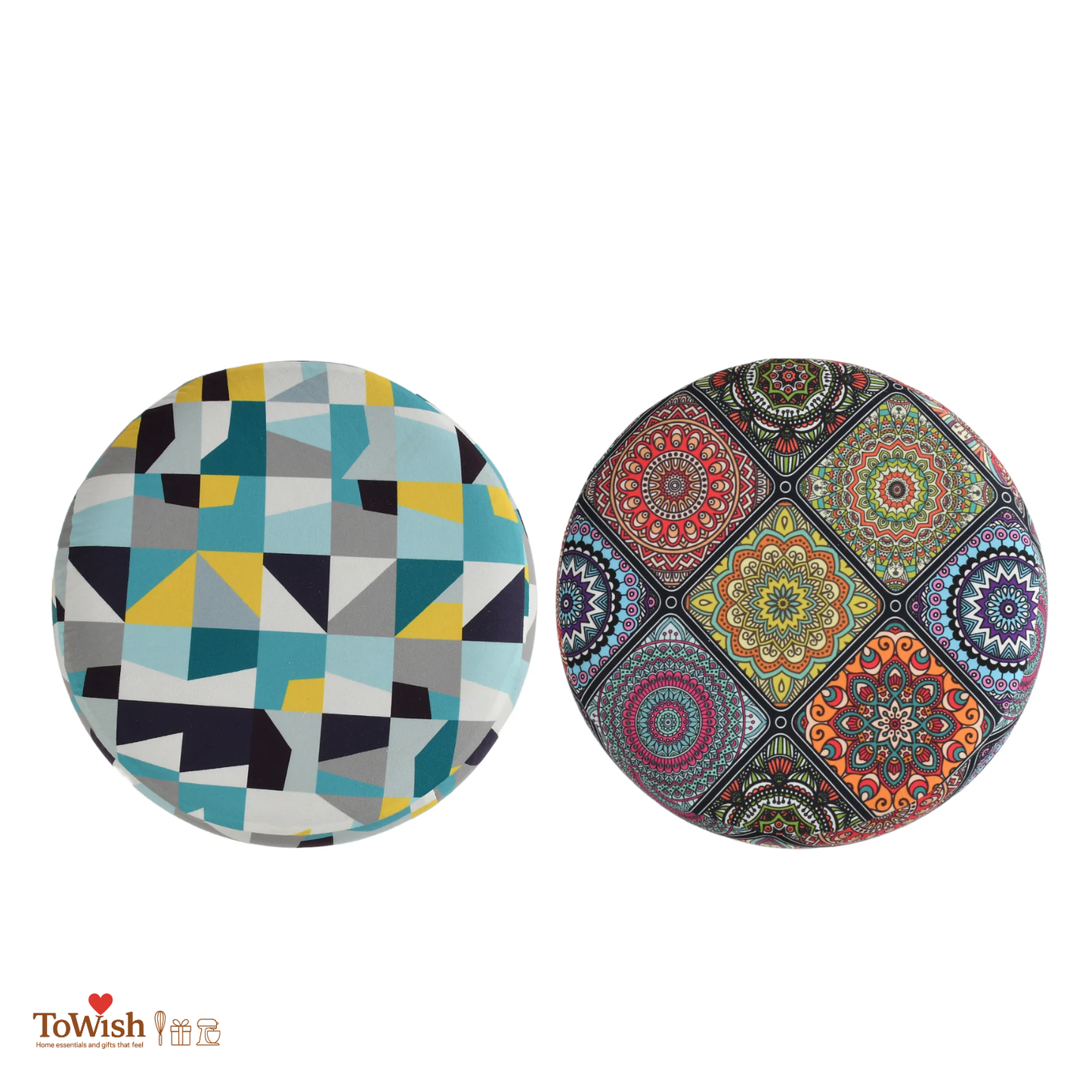 Warli Ottoman Stool - Set of 2 (Height-16" Inch x Diameter-16" Inch), Premium Quality