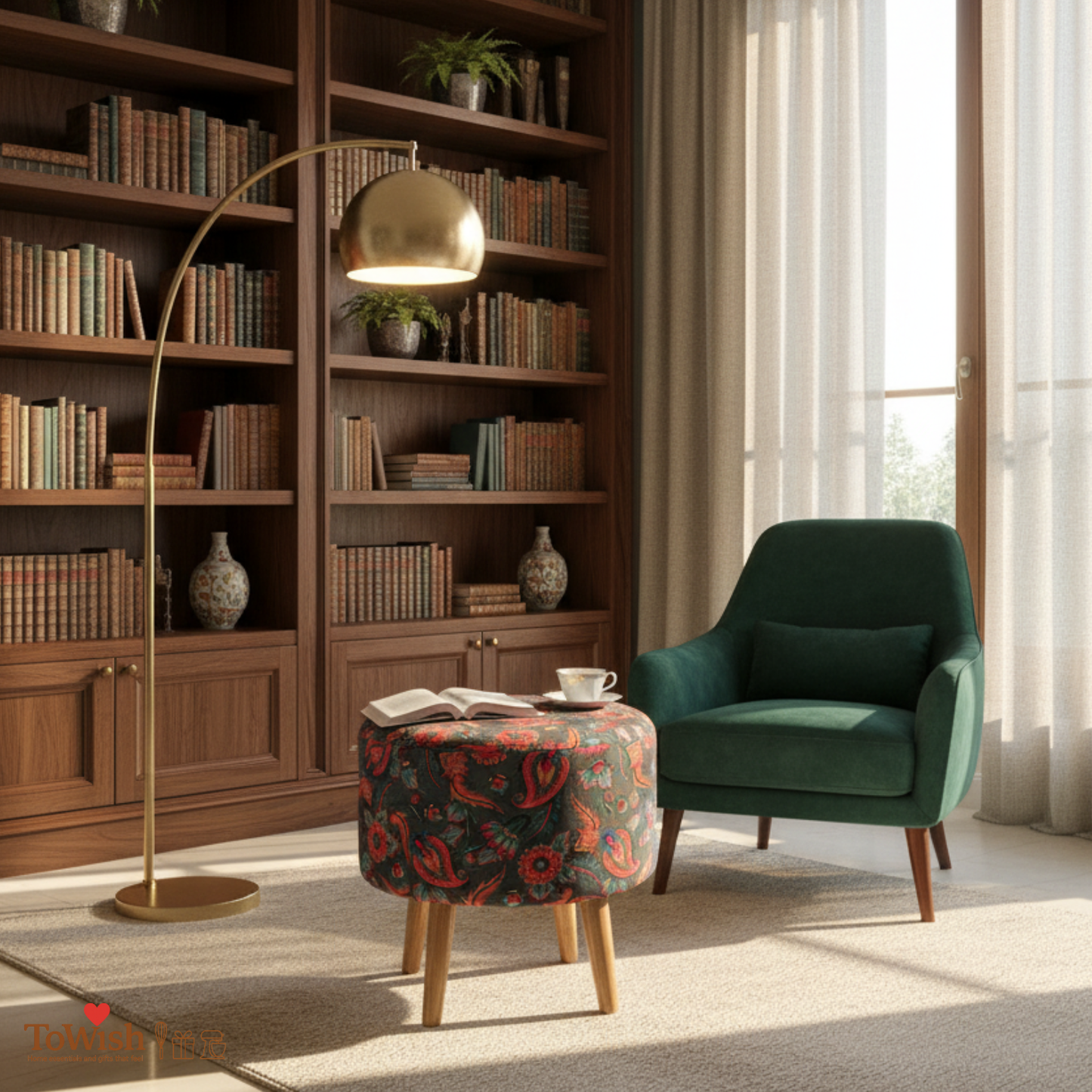 Warli Ottoman Stool - Printed (Height-16" Inch x Diameter-16" Inch), Premium Quality