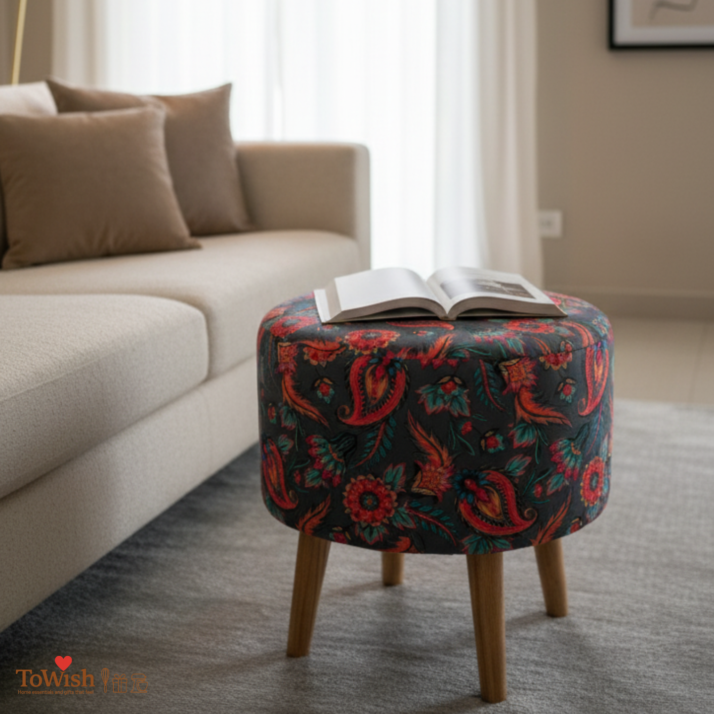 Jaipur Festive Ottoman — Limited Edition Handcrafted with Premium Print