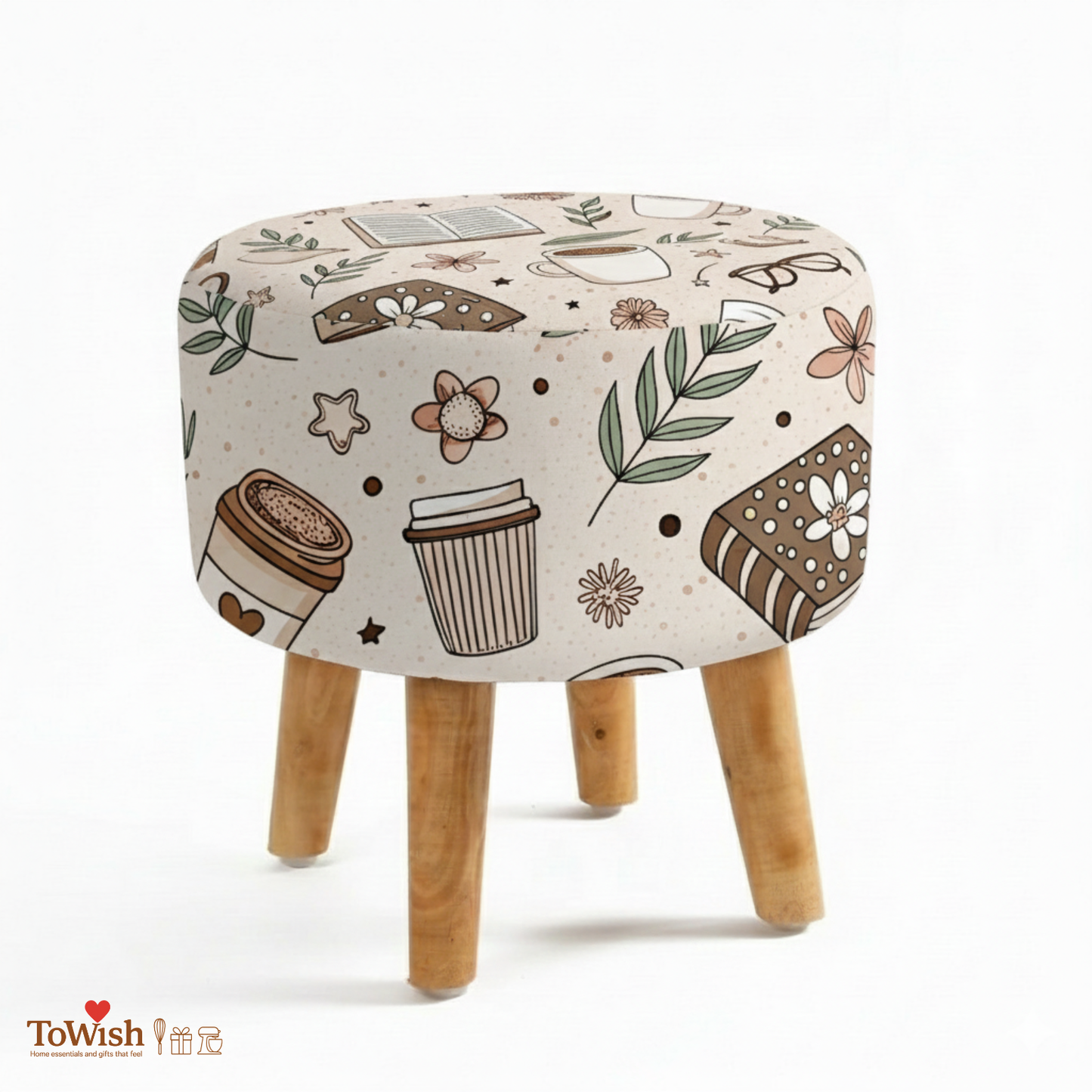 Books & Brew Ottoman — Limited Edition Handcrafted with Premium Print