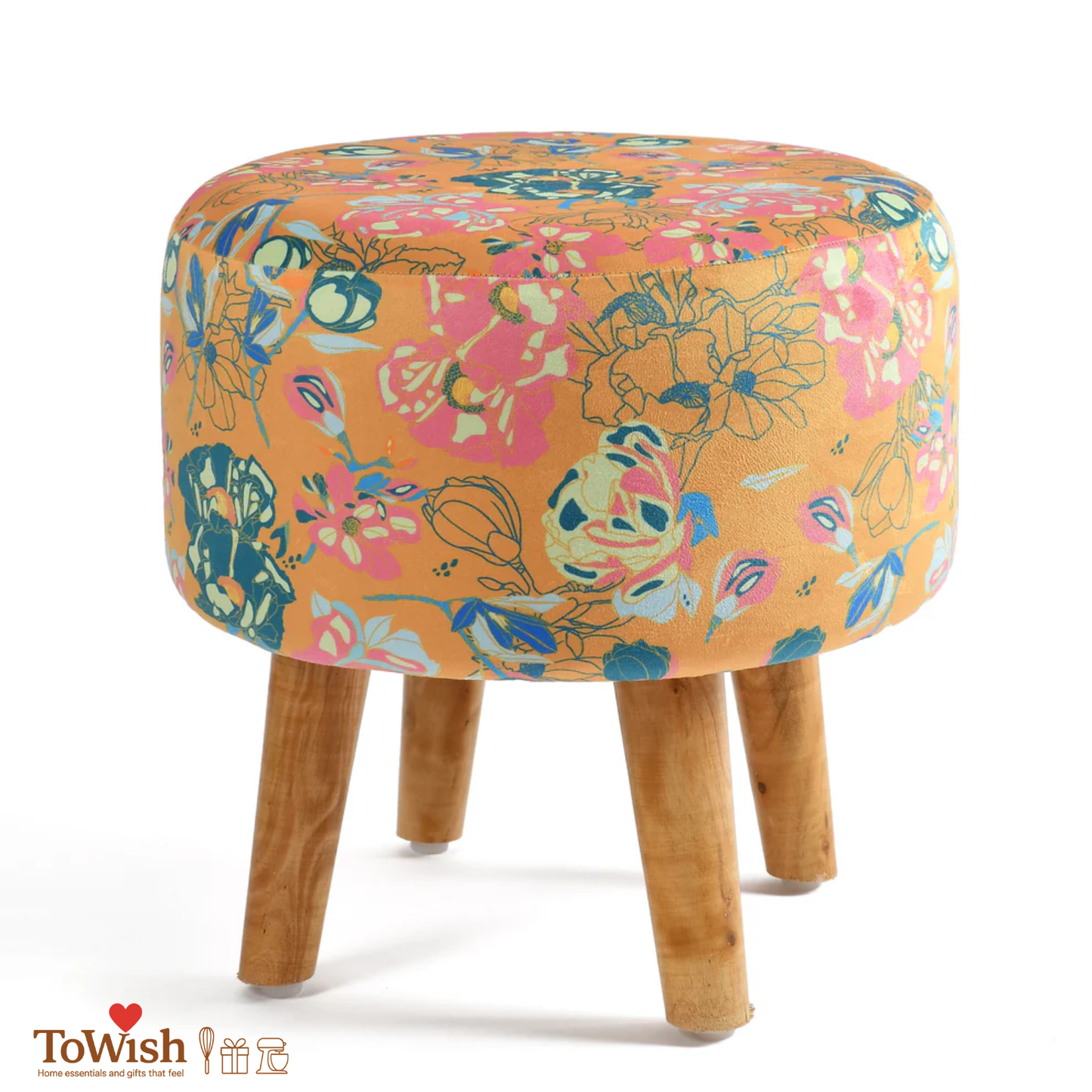 Warli Ottoman Stool - Set of 2 (Height-16" Inch x Diameter-16" Inch), Premium Quality