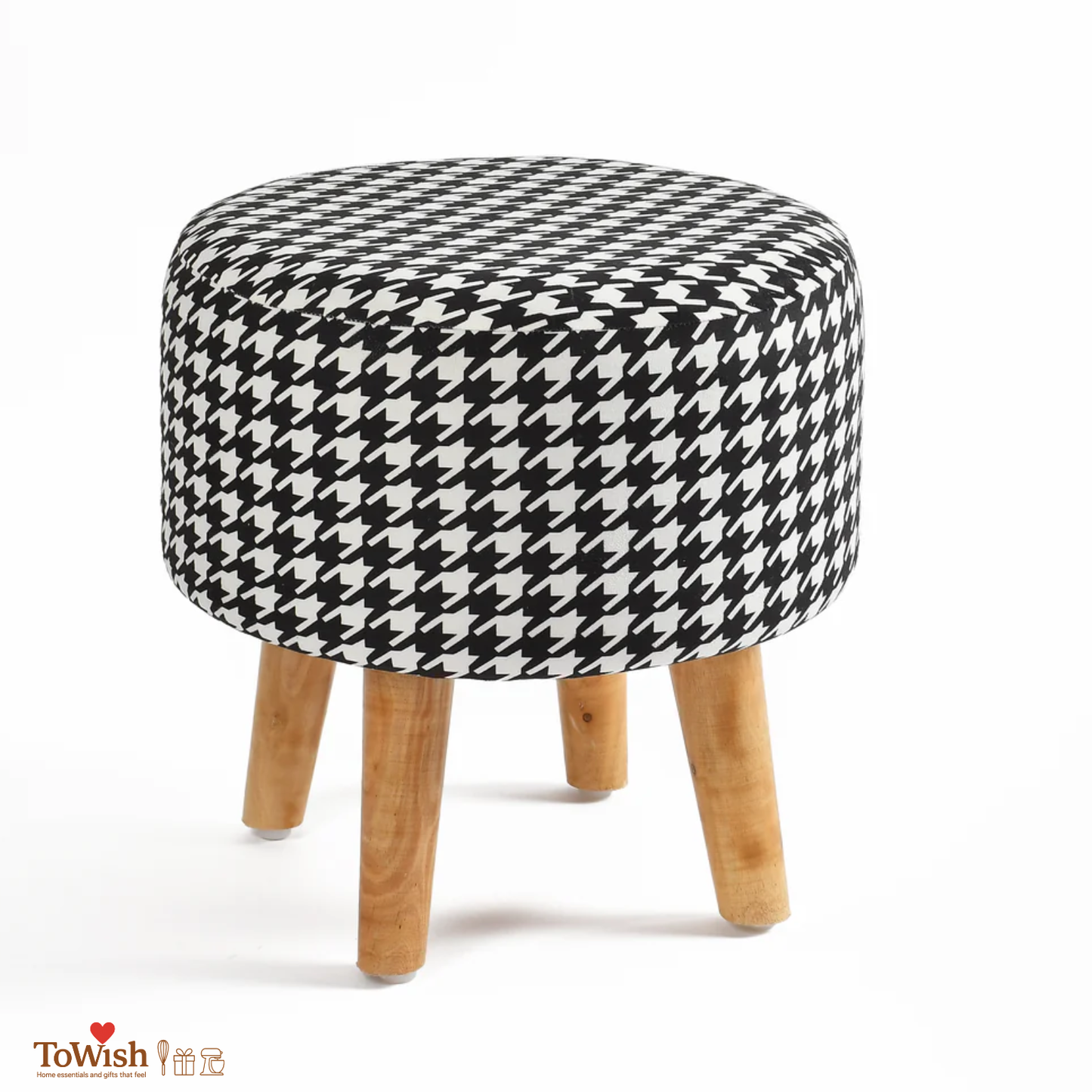 Warli Ottoman Stool - Set of 2 (Height-16" Inch x Diameter-16" Inch), Premium Quality