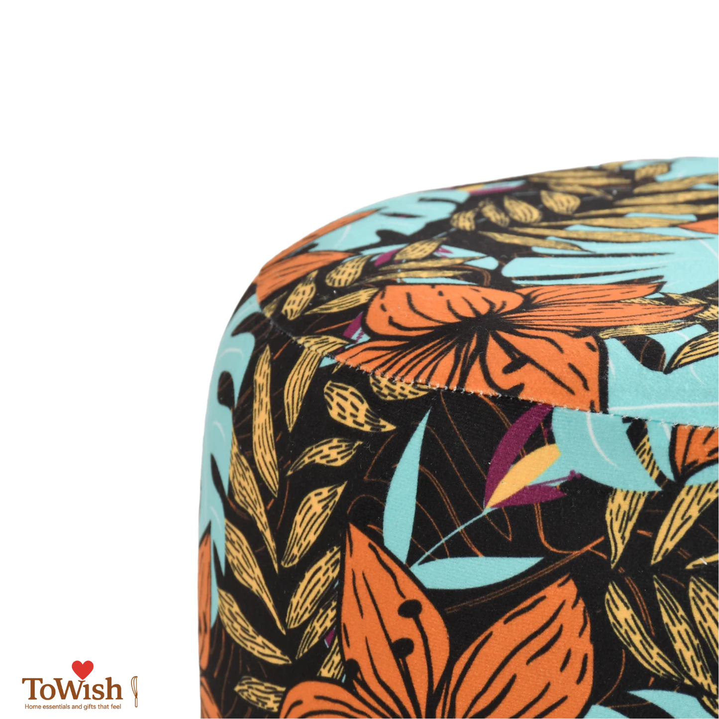 Warli Ottoman Stool - Printed (Height-16" Inch x Diameter-16" Inch), Premium Quality