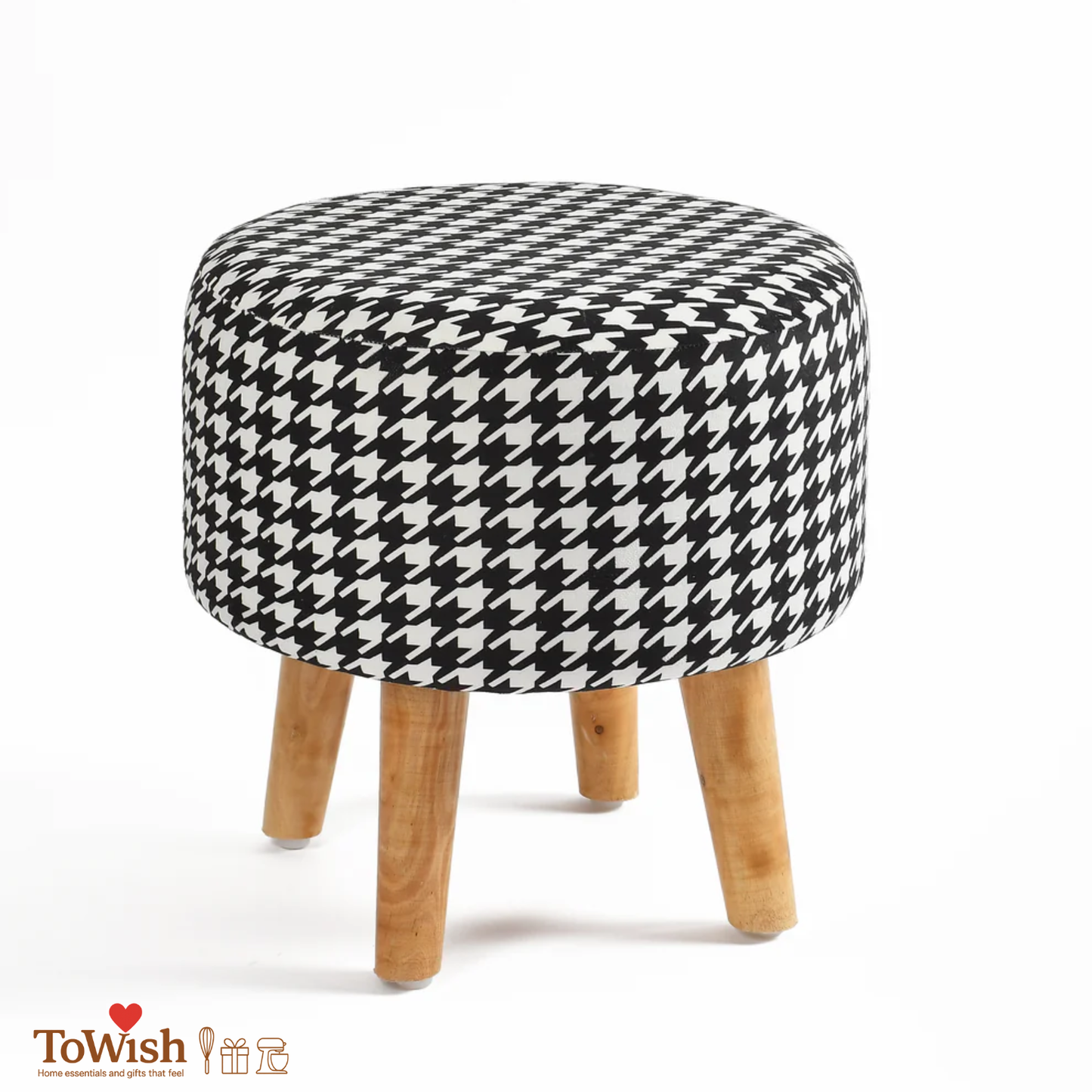 Warli Ottoman Stool - Set of 2 (Height-16" Inch x Diameter-16" Inch), Premium Quality