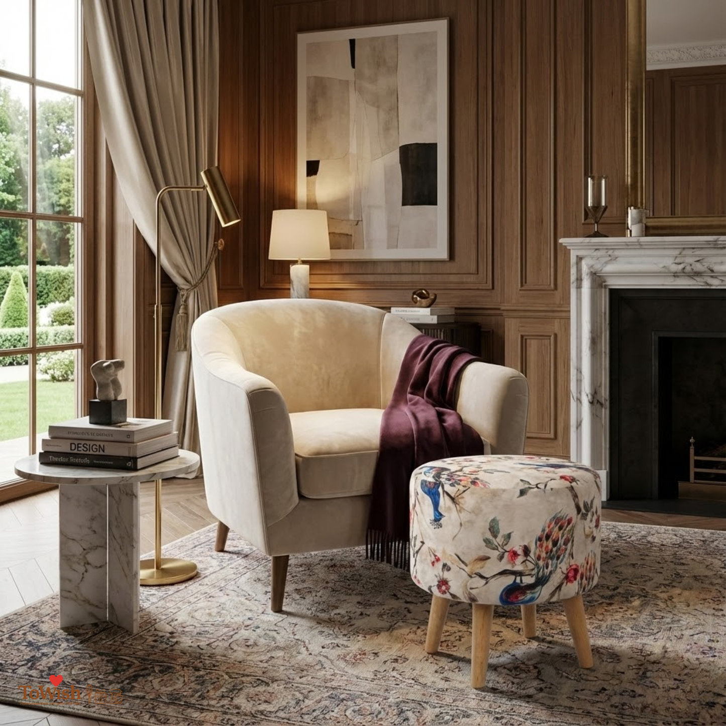 Warli Ottoman Stool - Printed (Height-16" Inch x Diameter-16" Inch), Premium Quality