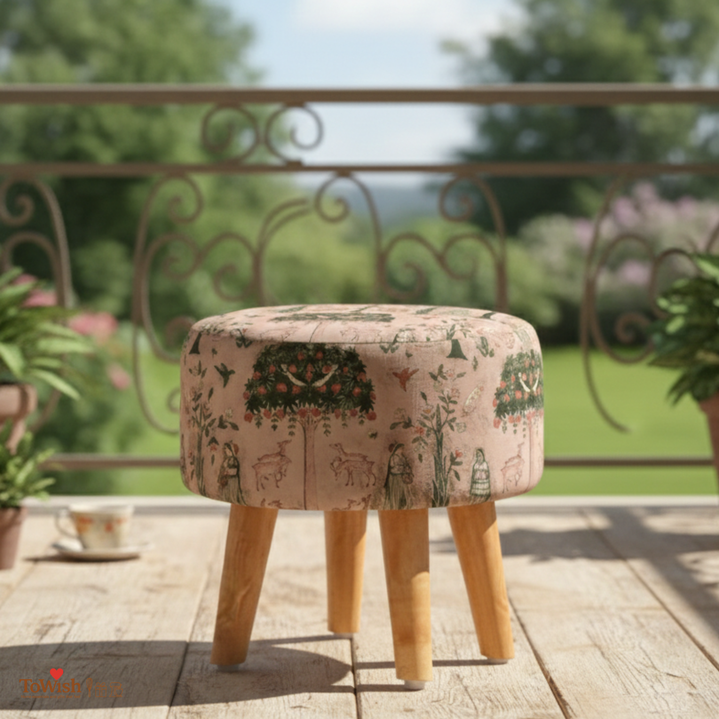 Sage Garden Ottoman - Limited Edition Handcrafted Premium
