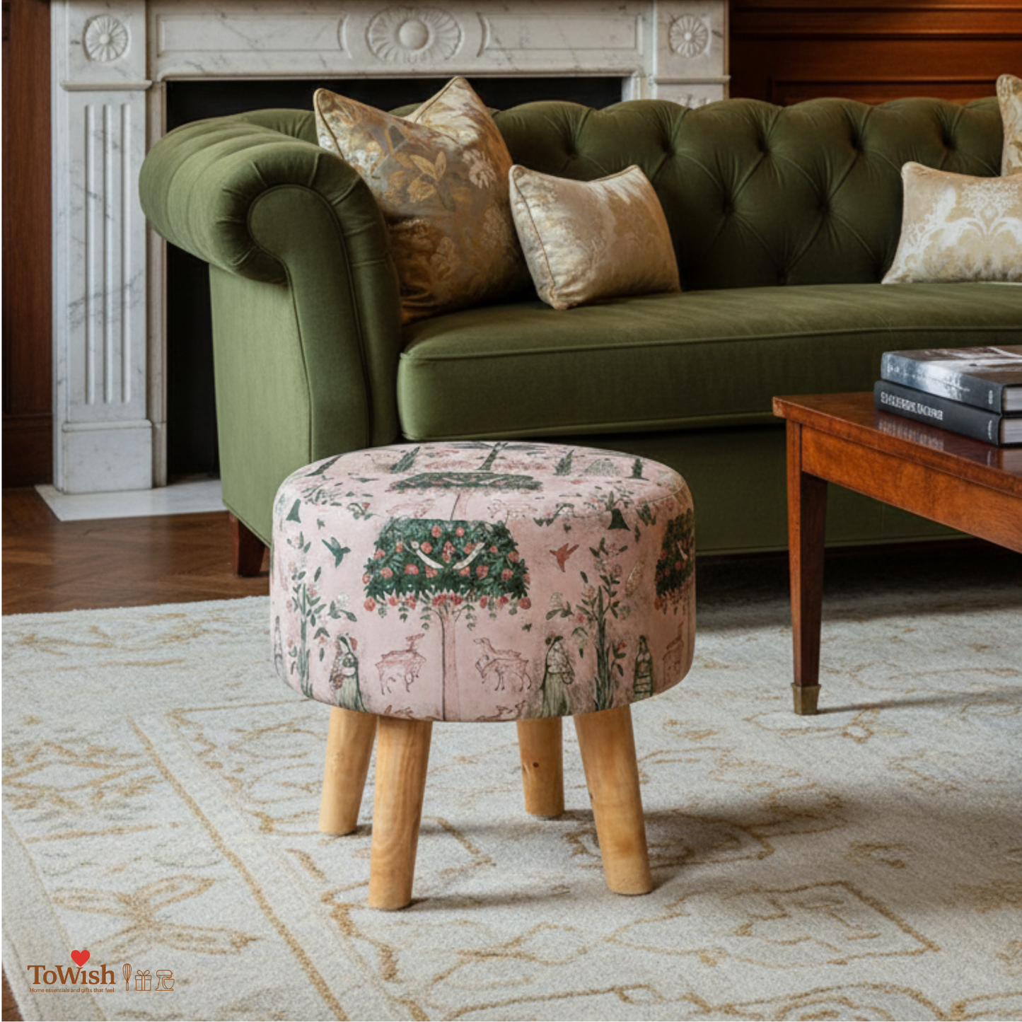 Sage Garden Ottoman - Limited Edition Handcrafted Premium