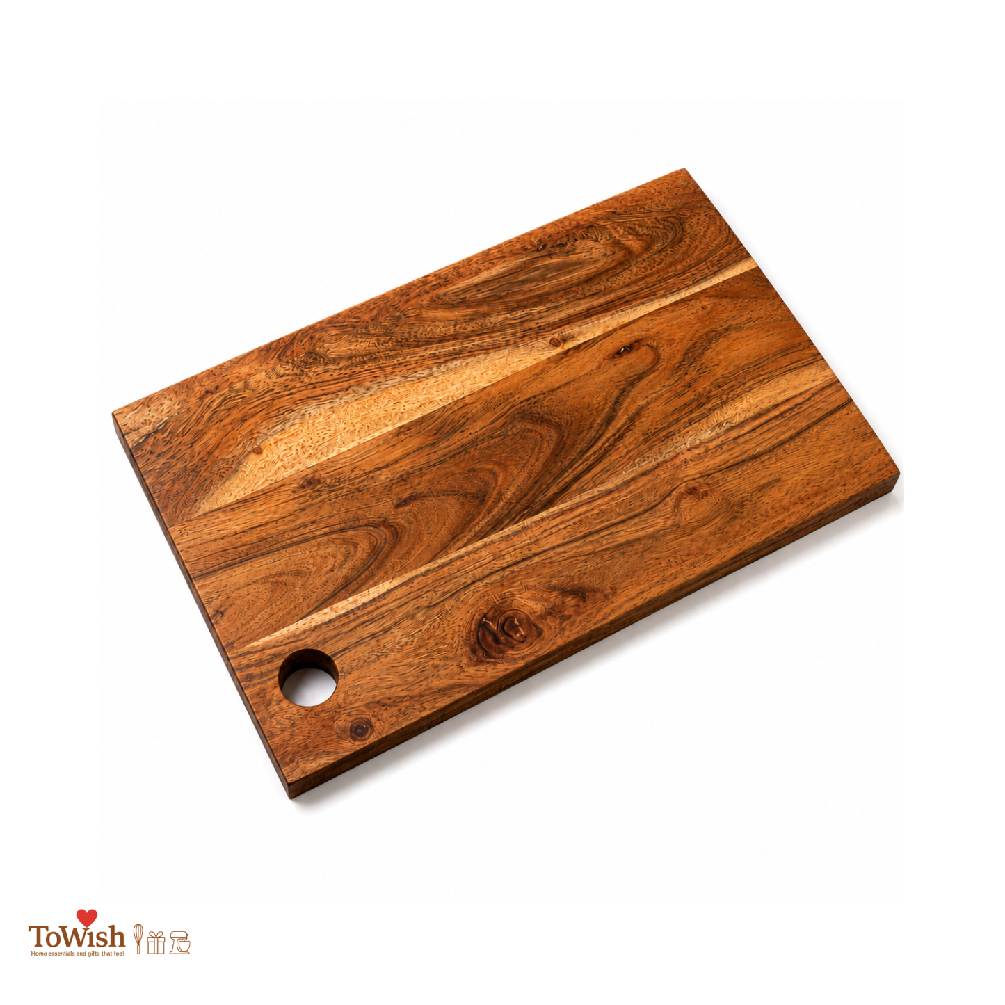 Premium Acacia Wood Thick Chopping Board | Handcrafted Multi-Plank Cutting & Serving Slab with Hanging Hole | 16 × 10 Inch