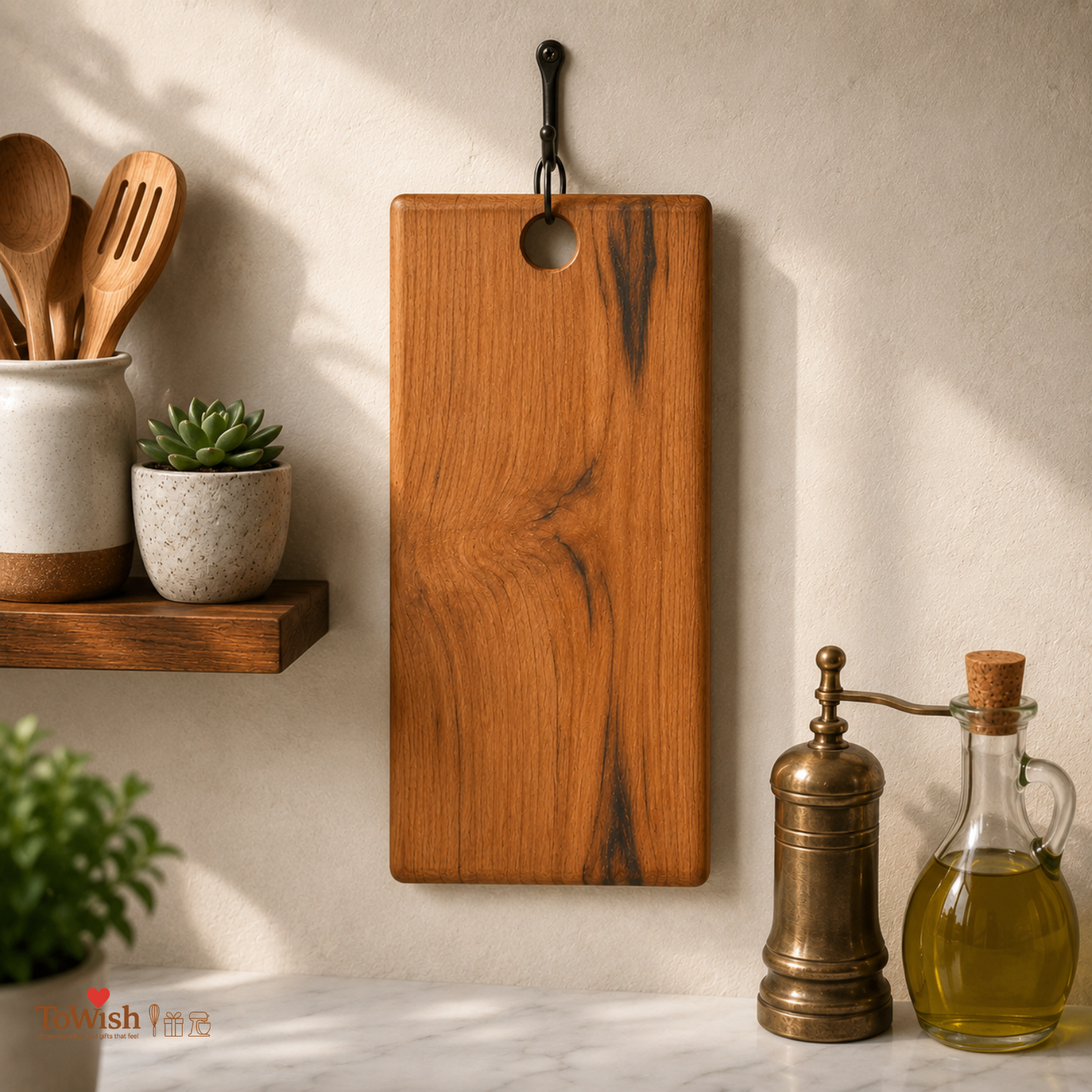Teak Wood Cutting Board - Wooden Kitchen Chopping Boards for Meat, Cheese, Bread, Vegetables & Fruits (15"x9"x0.5")
