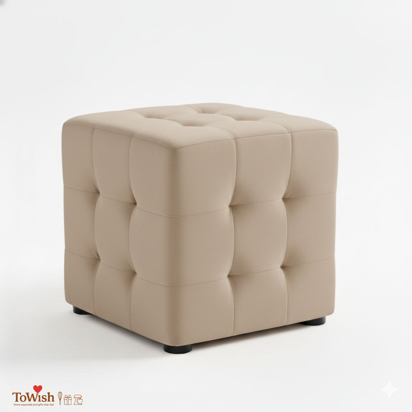 Ottoman Stool for Living Room,Cushioned Square Pouffe (16L, 16W, 16H inches) - Premium Quality