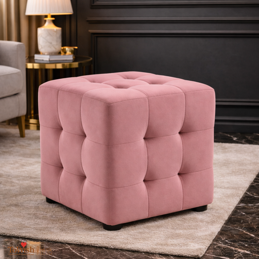 Ottoman Stool for Living Room,Cushioned Square Pouffe (16L, 16W, 16H inches) - Premium Quality