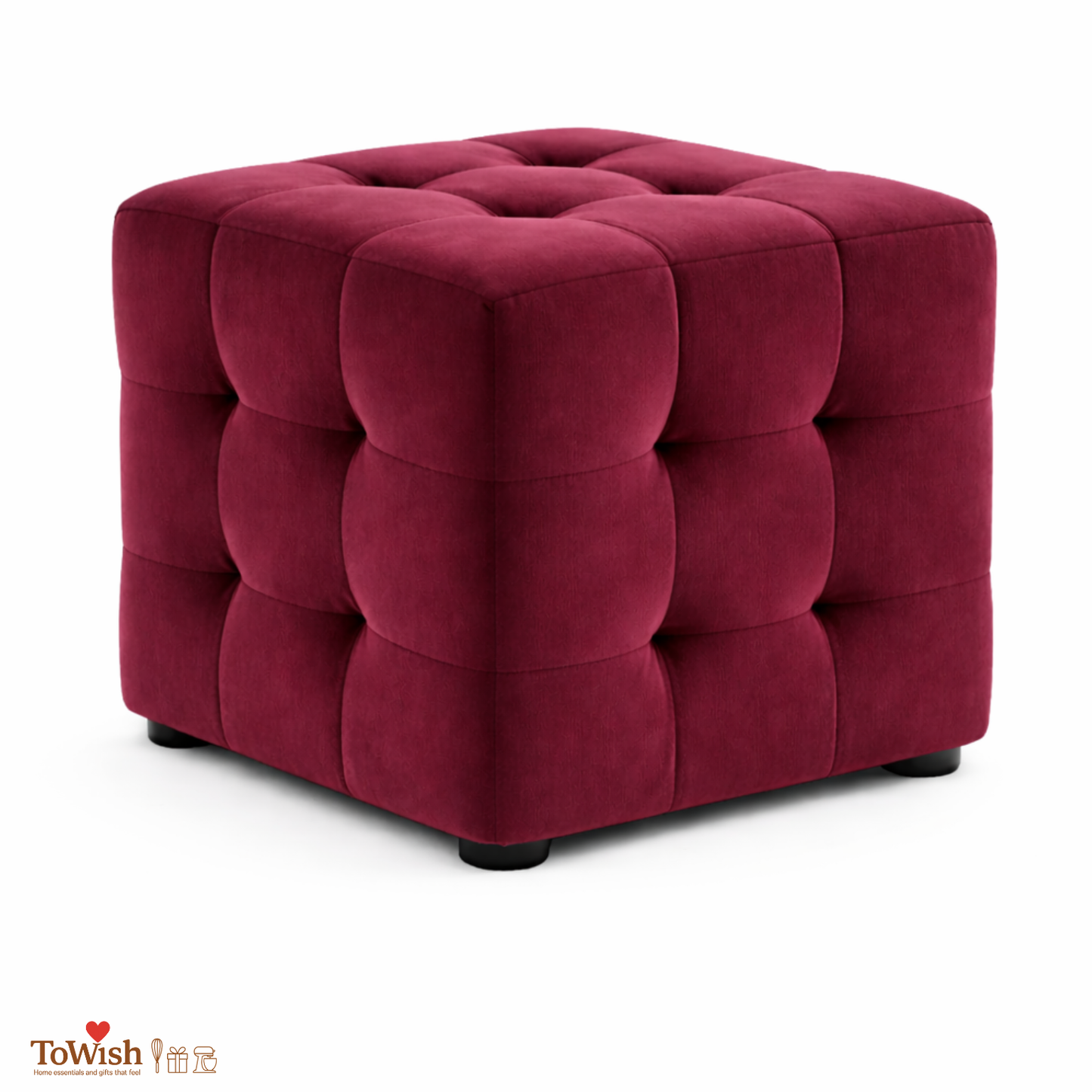 Ottoman Stool for Living Room,Cushioned Square Pouffe (16L, 16W, 16H inches) - Premium Quality